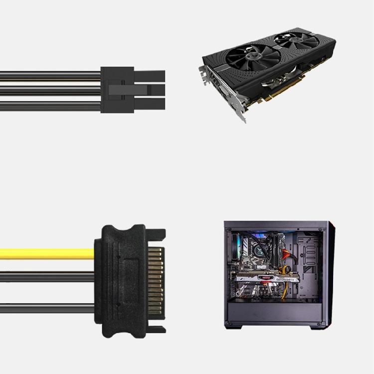 Кабель питания Sata 15pin на 8Pin для подключения видеокарты Простой в использовании шнур питания для энтузиастов и сборщиков ПК