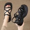 Women's Summer Chunky Platform  Fashion Cross Strap Gladiator Shoes Thick Bottom Wedge Heel Sandals for Women