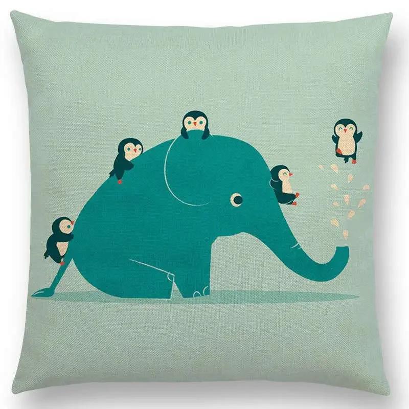 Последние мультяшные животные Милая акула Кошка Птица Жираф Пингвин Кит Белый медведь Бегемот Панда Чехол для подушки Автомобильный диван Наволочка