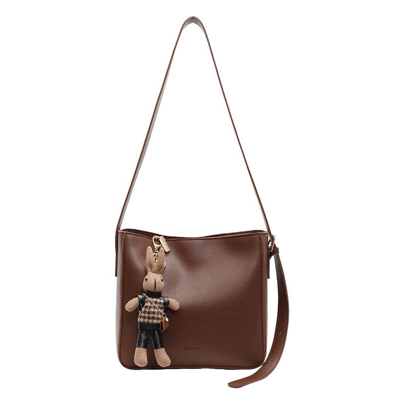 2025 New Fashion Niche Retro Maillard Simple Bucket Bag Women's Temperament Commuter Versatile Messenger Bag