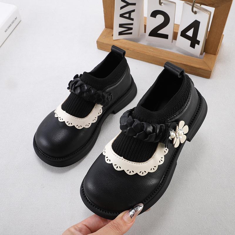 Girls Princess Leather Shoes Spring Autumn Floral Ballet Flats Soft Sole Fashionable Toddler Shoes