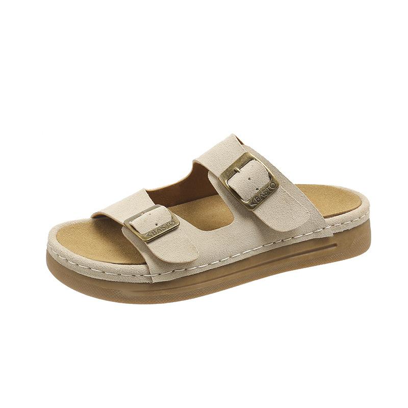 Кожаное слово со шлепанцами женские носят новые ретро маффины толстая подошва увеличивающая рост сандалии Boken