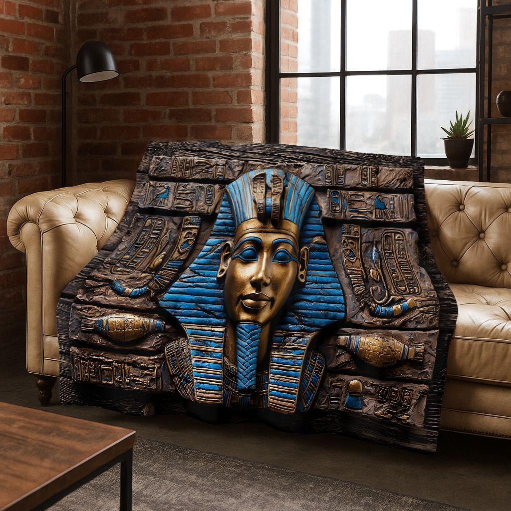 Ancient Egyptian Gods Dead Anubis Pharaoh Tutankhamun Mask Flannel Blanket,Cozy Soft Throw Blanket for Home Bedroom Bed Sofa Kid