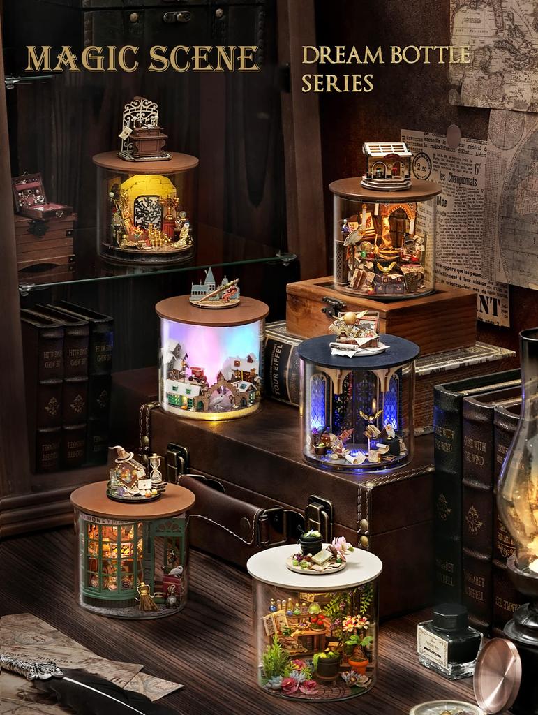 Spilay Сделай сам Деревянный Магический Миниатюрный Кукольный Домик Ручной Работы Набор Мебели Декор Украшения Новоселье Креативная Пылезащитная Крышка LED 3D Пазлы Игрушки для Влюбленных