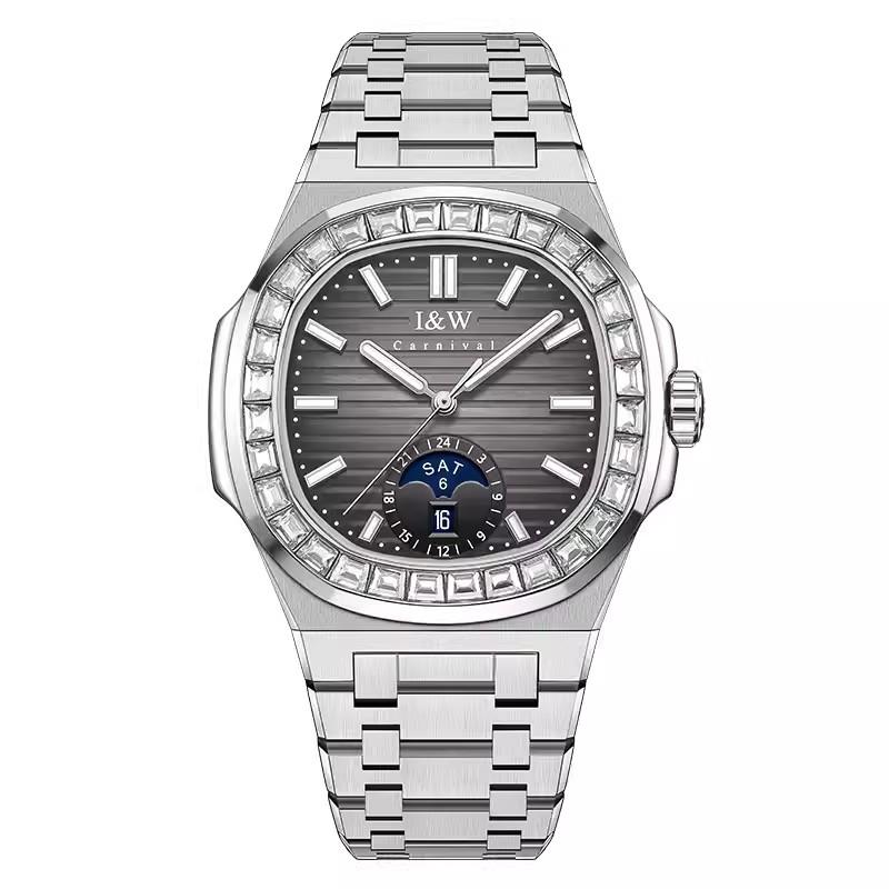 Montre Homme CARNIVAL I&W Mechanical Business Watch for Men Brand Luxury Automatic Wrist Watch Mens 50M Waterproof Reloj Hombre