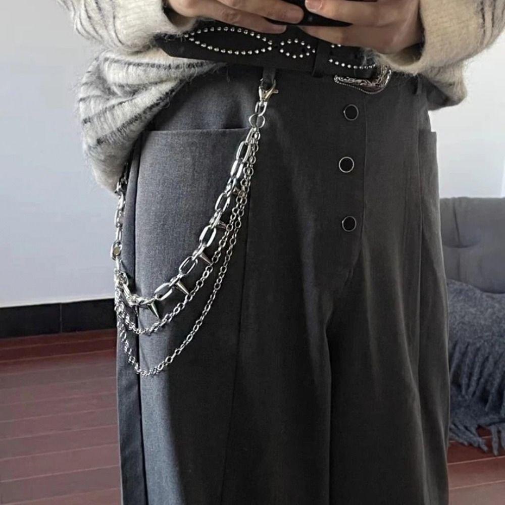 Double-layer Metal Waist Chain Studded Punk Belt Chain Personality Rivet Studded Pants Chain Steet