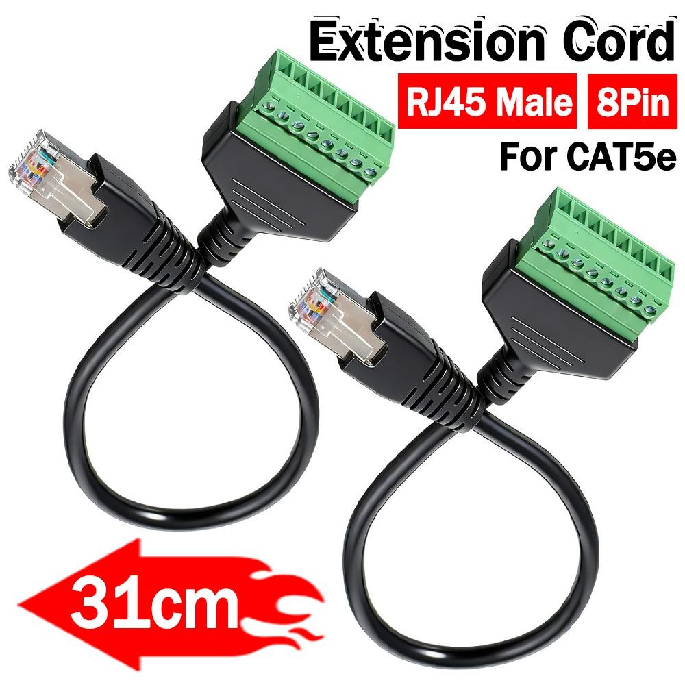 RJ45 Male To 8 Pins Solderless Extension Cable Screw Terminal Connector Ethernet Adaptor Converter Cable for Cat5e Ethernet Cord