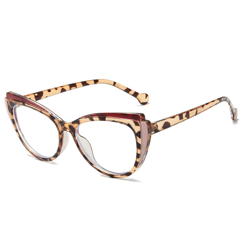 Retro TR90 Double Color Cat Eye Women Glasses Frame Fashion Pink Clear Anti-Blue Light Optical Men Eyewear Frame