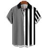 Мужская летняя полосатая повседневная рубашка с гавайским 3D-принтом, с коротким рукавом, пляжная одежда, отпускная мода, социальный отложной воротник на пуговицах, одежда оверсайз