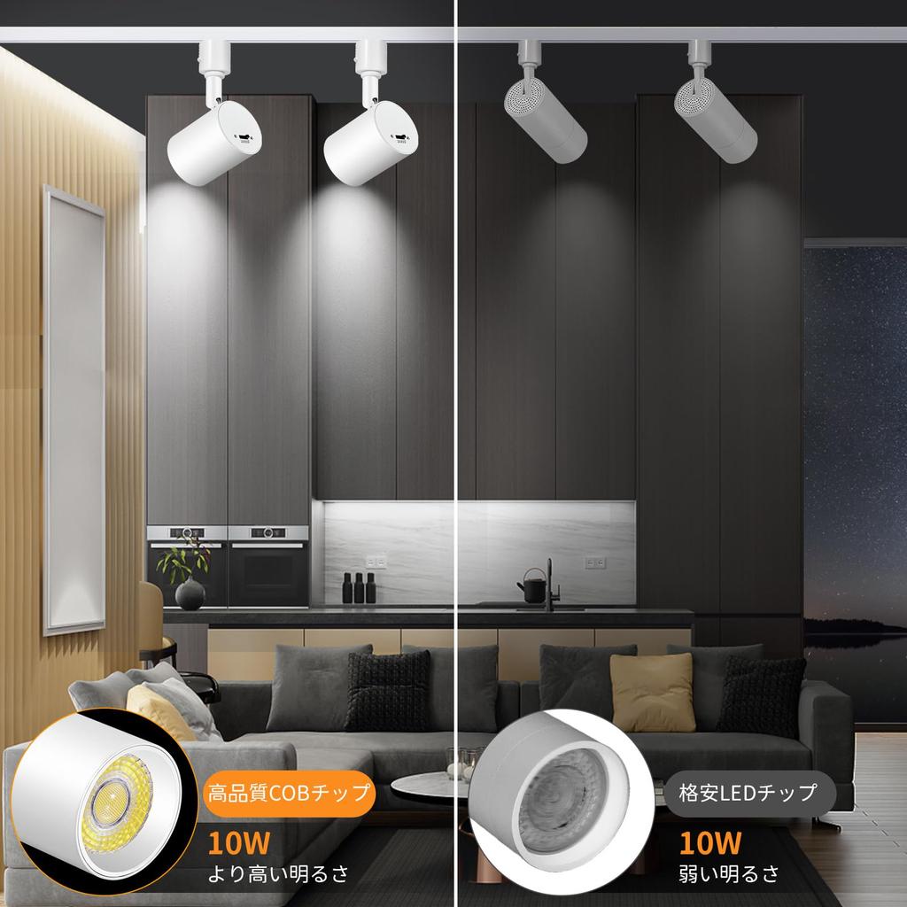 TuyuBEE 5-Color Adjustable Track Lights, 10W Integrated LED Lighting (85W Equivalent), Bright Track Lights, High Color Rendering CRI90+, 2700K-6000K,