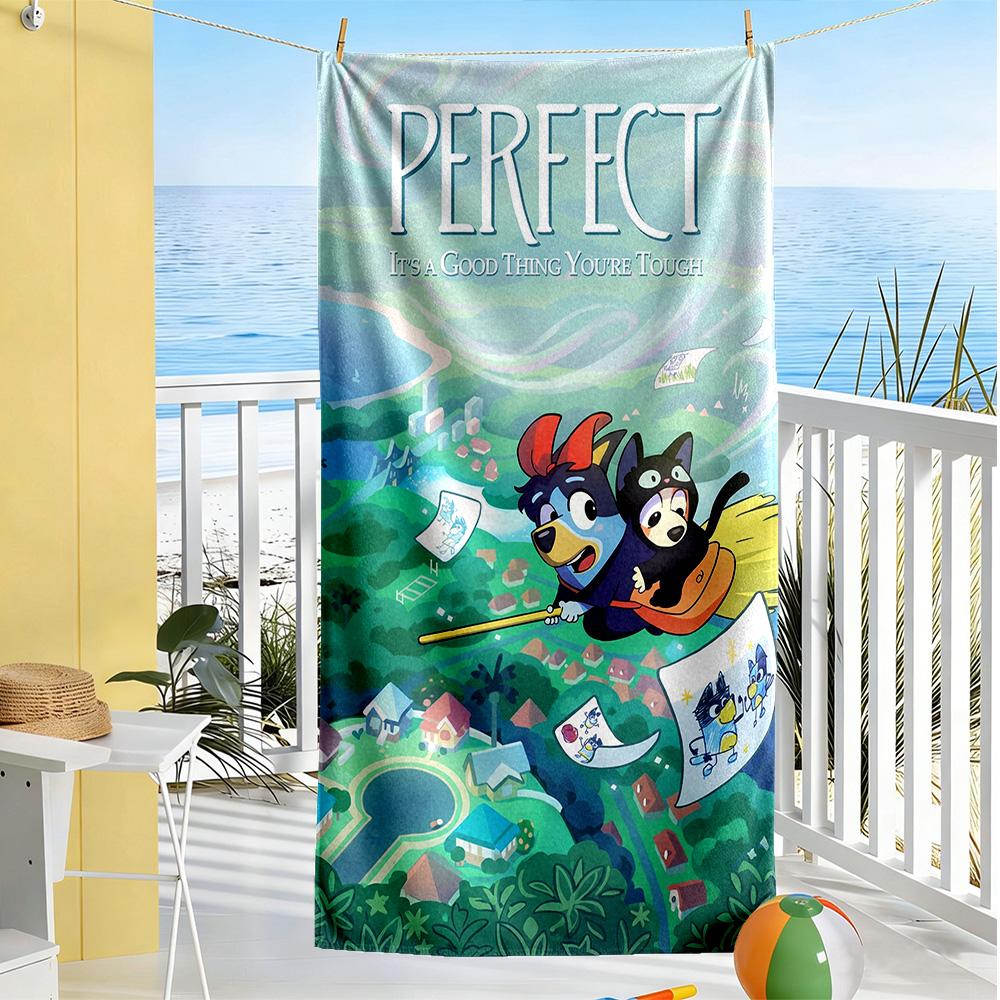 Bluey Beach Towel Super Soft & Absorbent Comfortable Lightweight Suitable for Sports, Travel, Swimming, Yoga, Bathroom, Beach, And Pool