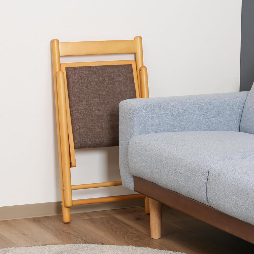 Fuji Boeki Folding Chair with Seat Cushion, Natural Wood, Lightweight, Fully Assembled, 43cm Wide X 53cm Deep X 70cm High, Natural Milan, 10881