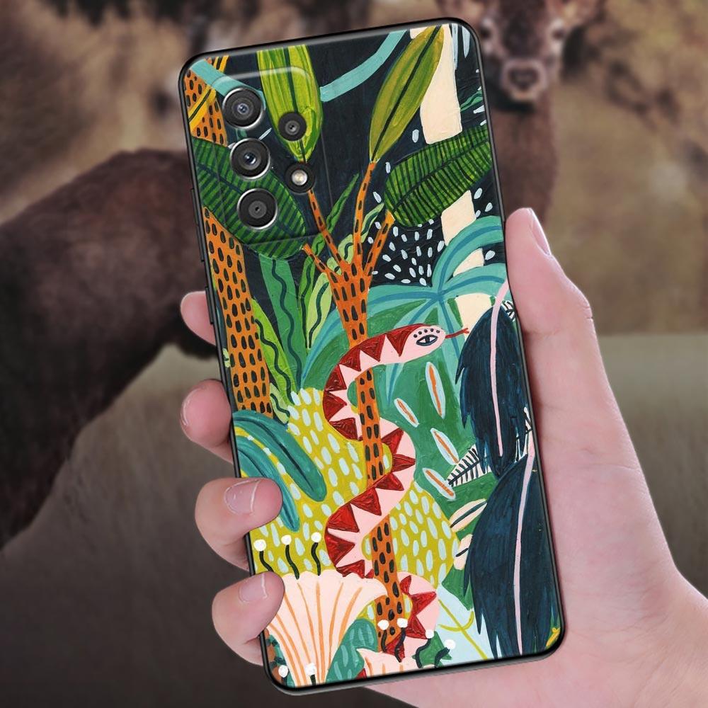 Иллюстрация джунглей Змея Кошки Ленивец Чехол для телефона для Samsung Galaxy A57 A56 A37 A55 A36 A26 A54 A52 A35 A34 A25 A17 A16 A07 Чехол