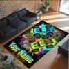 Monster Truck Theme Crystal Velvet Rug Personalized Custom Name Text Soft Floor Mat Home Decor