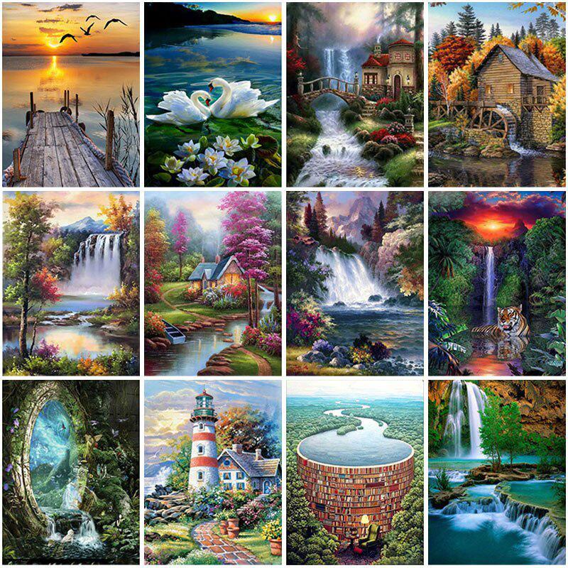 5D DIY Алмазная картина Горный пейзаж Алмазная вышивка Набор для вышивки крестом Горный хрусталь Мозаика Домашний декор