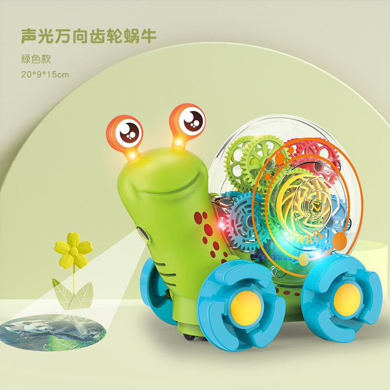 Electric Universal Light Music Projection Snail, Transparent Gear Cartoon Animal Crawling Music Children'S Toys