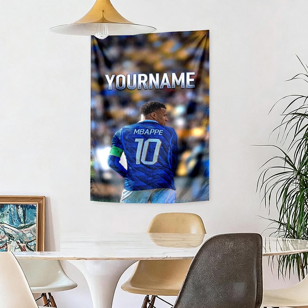Mbappe Custom Your Name Wall Decor Tapestry Art For Pet Memorial Birthdaywedding Party Backdrop Family Gift