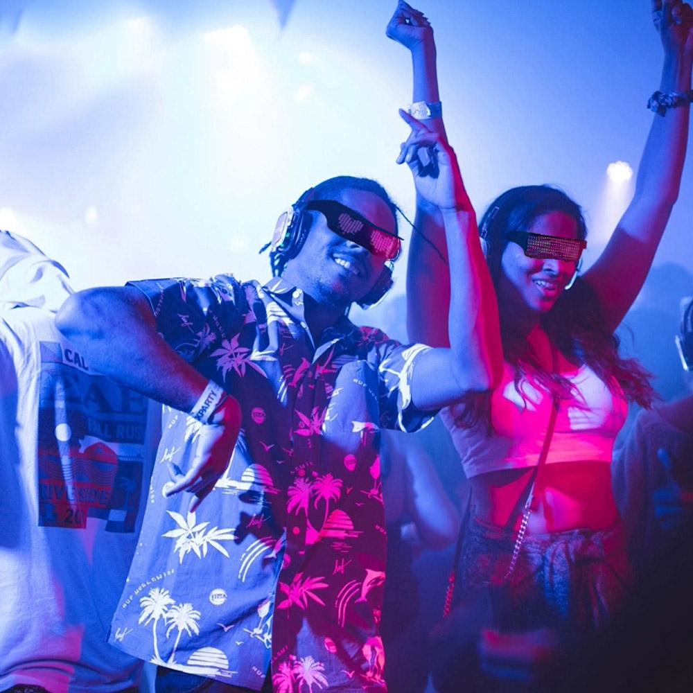 LED Party Glasses BT APP Control LED Light Up Glasses Flashing Glowing Luminous Glasses USB