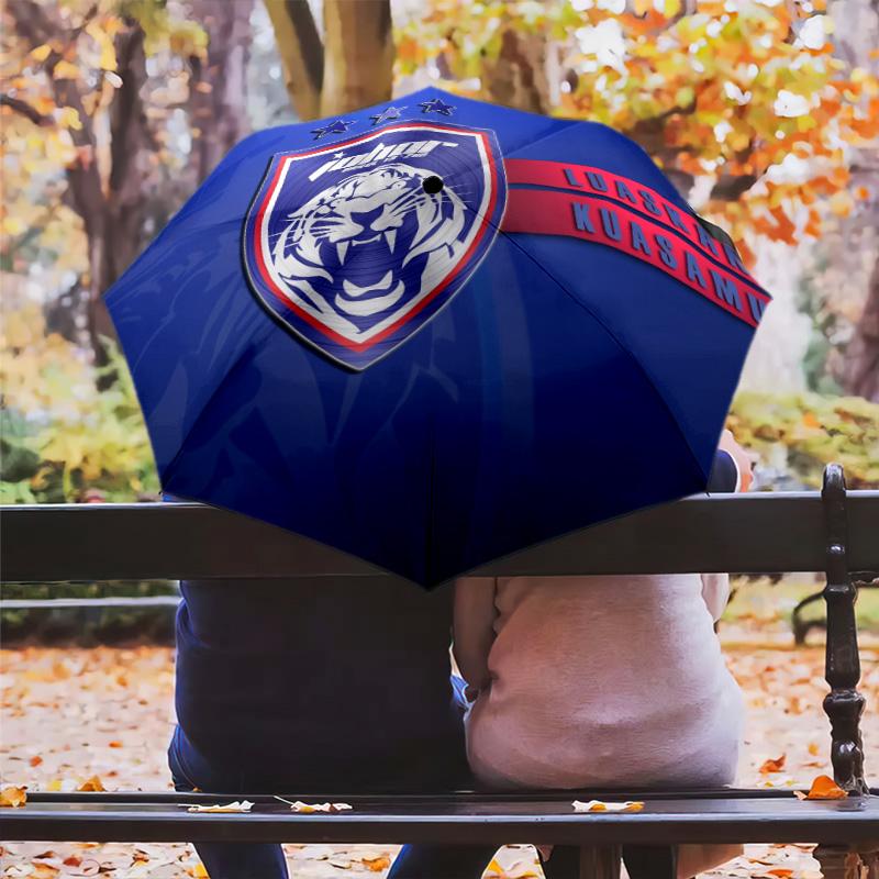 УзорJohor Darul Ta'zim FC, автоматический складной зонт, портативная и складная конструкция, 8 спиц, рождественский или день рождения подарок.