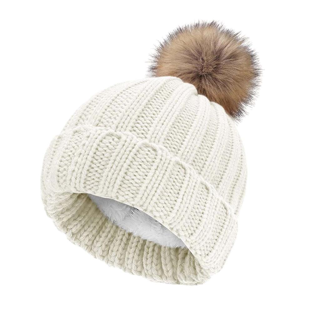 Зимние теплые вязаные шапки Толстая напускная шапка с помпоном для лыжных игр в снежки