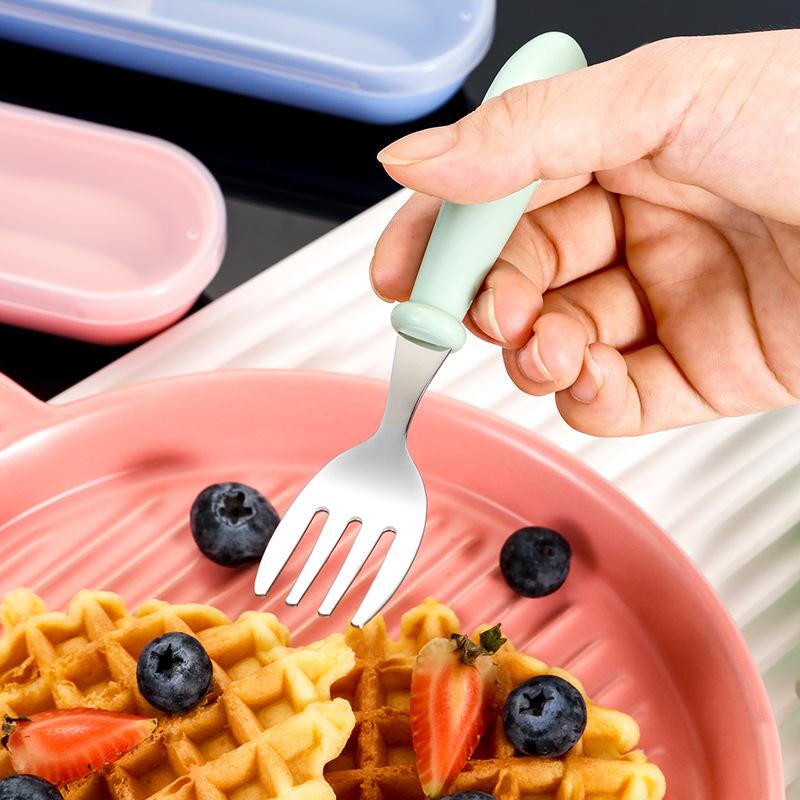 Детский набор вилок и ложек из нержавеющей стали для обучения детскому питанию – портативная посуда для кормления