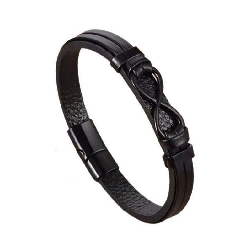 Браслет-манжета с шармом в виде символа бесконечности, магнитная застежка, аксессуары для рук, новый, простой, стиль OL, браслет из натуральной кожи для мужчин