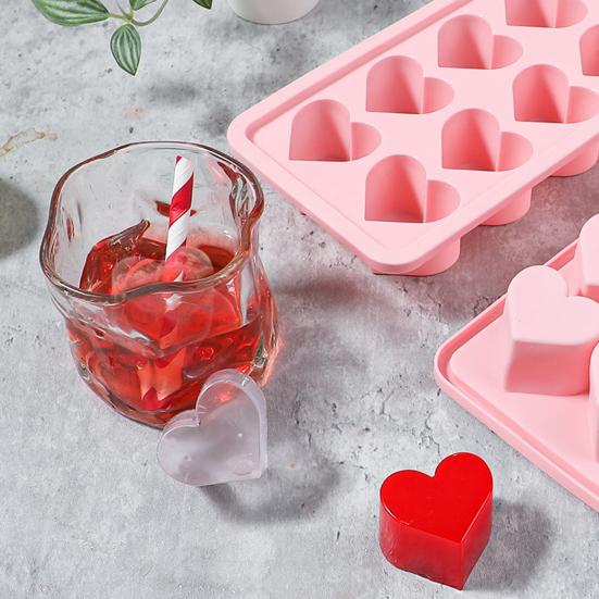 Heart Shaped Silicone Ice Cube Trays 10 Cavities Easy Release DIY Love Heart Ice Cubes Chocolate Candy Mold for Cocktails Whiskey BPA Free Dishwasher
