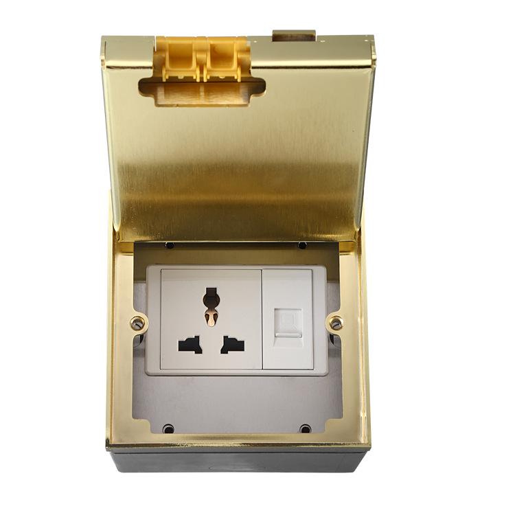 Gold Stainless Steel Three-Hole Southeast Asian Floor Power Socket