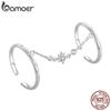 BAMOER 925 Stelring Silver Open Chain Rings for Women Double Circle Link Rings Party Wedding Jewelry Gift