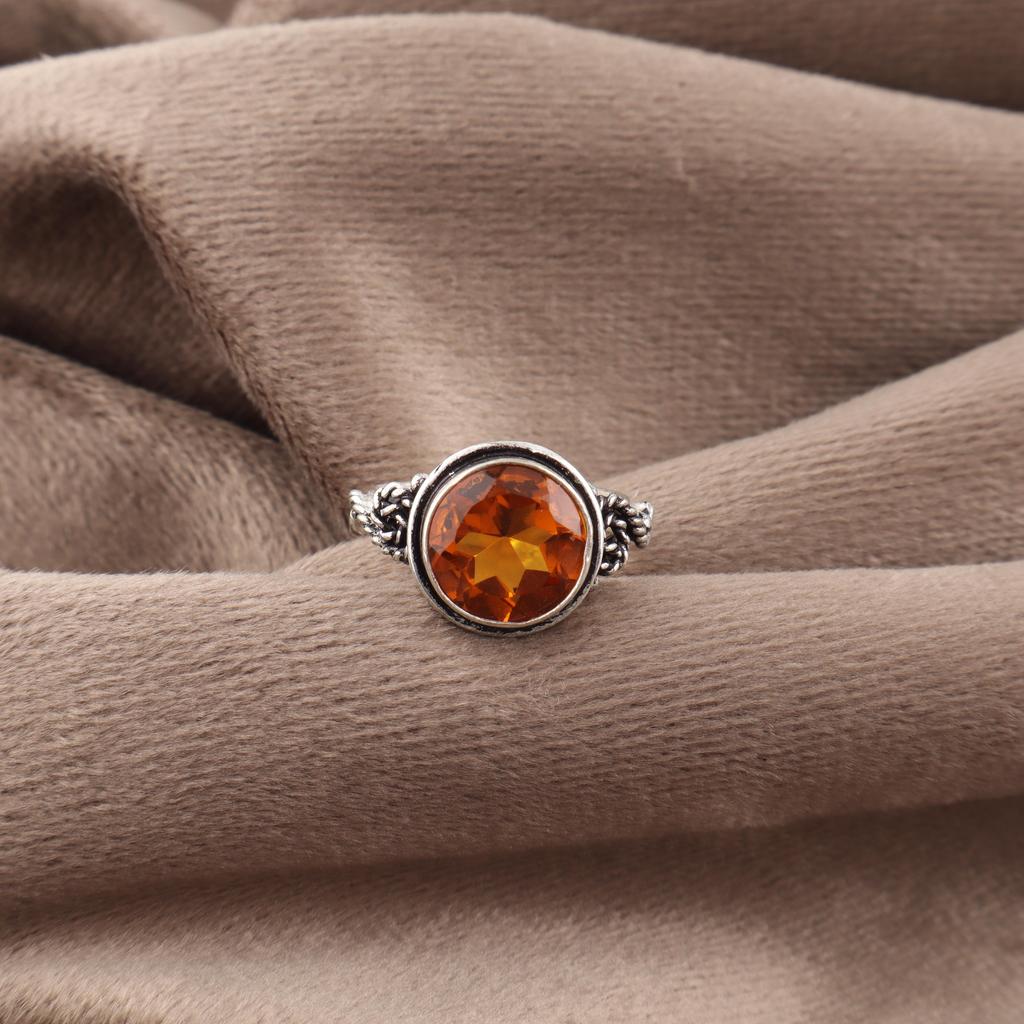 Цитрин Драгоценный камень Красивое серебряное кольцо, Ручной работы Великолепное серебряное кольцо, Ювелирные изделия из стерлингового серебра 925 пробы, Женское кольцо с цитрином для нее