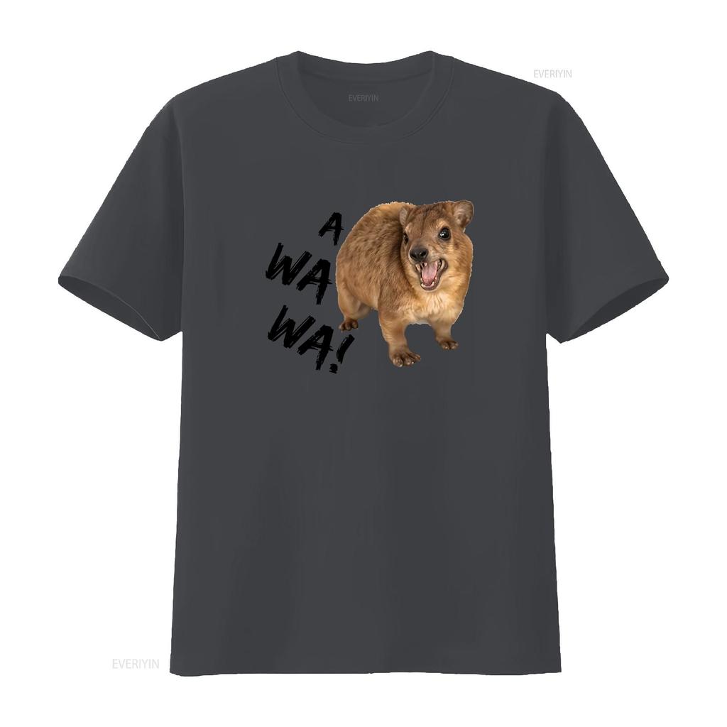 Awawa Funny Angry Screaming Hyrax Meme T Shirt For Casual Cool Vintage Washed Streetwear Stylish Unisex Versatile Soft