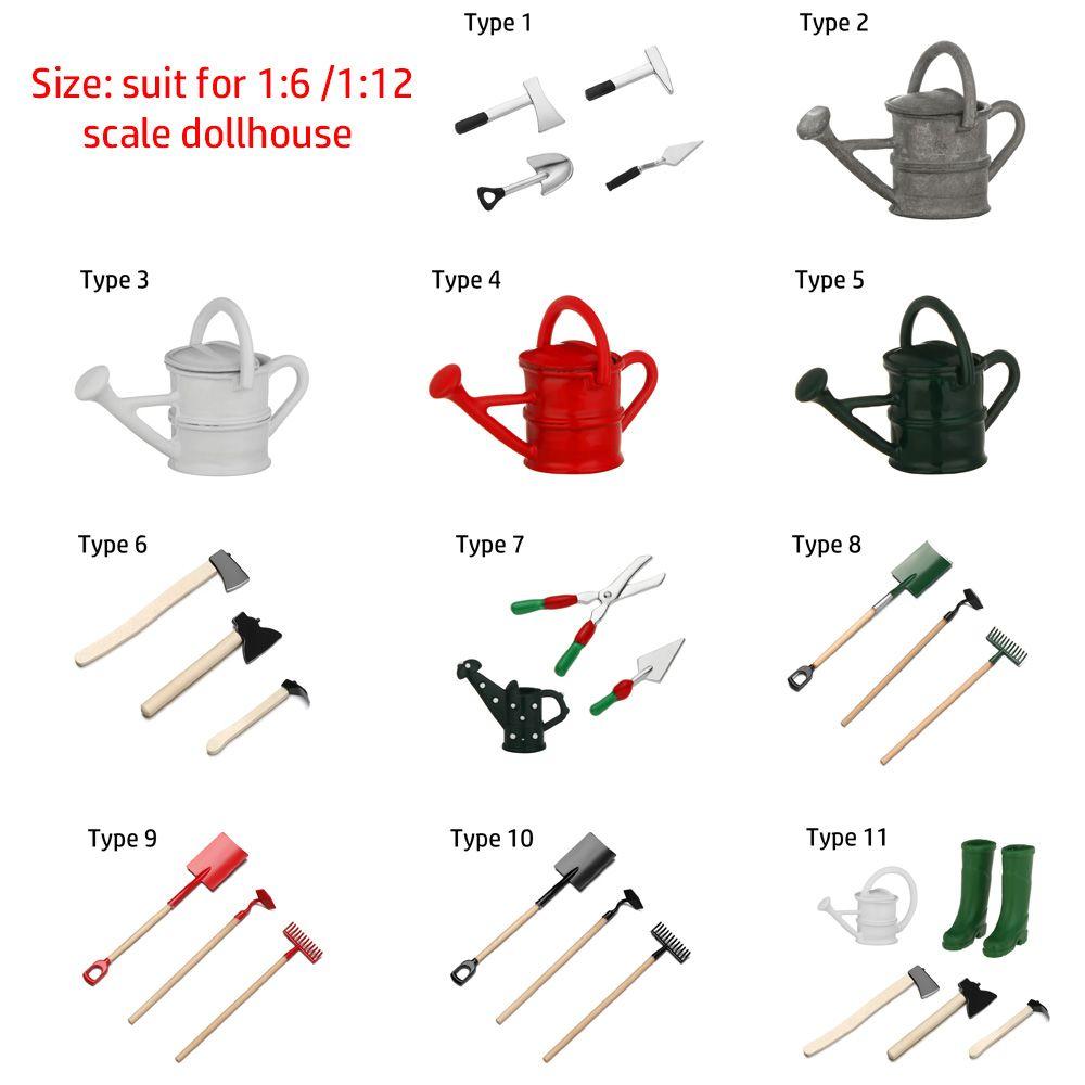 Игровой домик Лейка Деревянная мотыга Лопата Кукольные наборы для фермерства Миниатюрные инструменты Аксессуары для кукольного домика