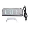 Projection Alarm Clock Auto Dim White Light Snooze Function Wake Up Night Mode 1224 LED Mirror