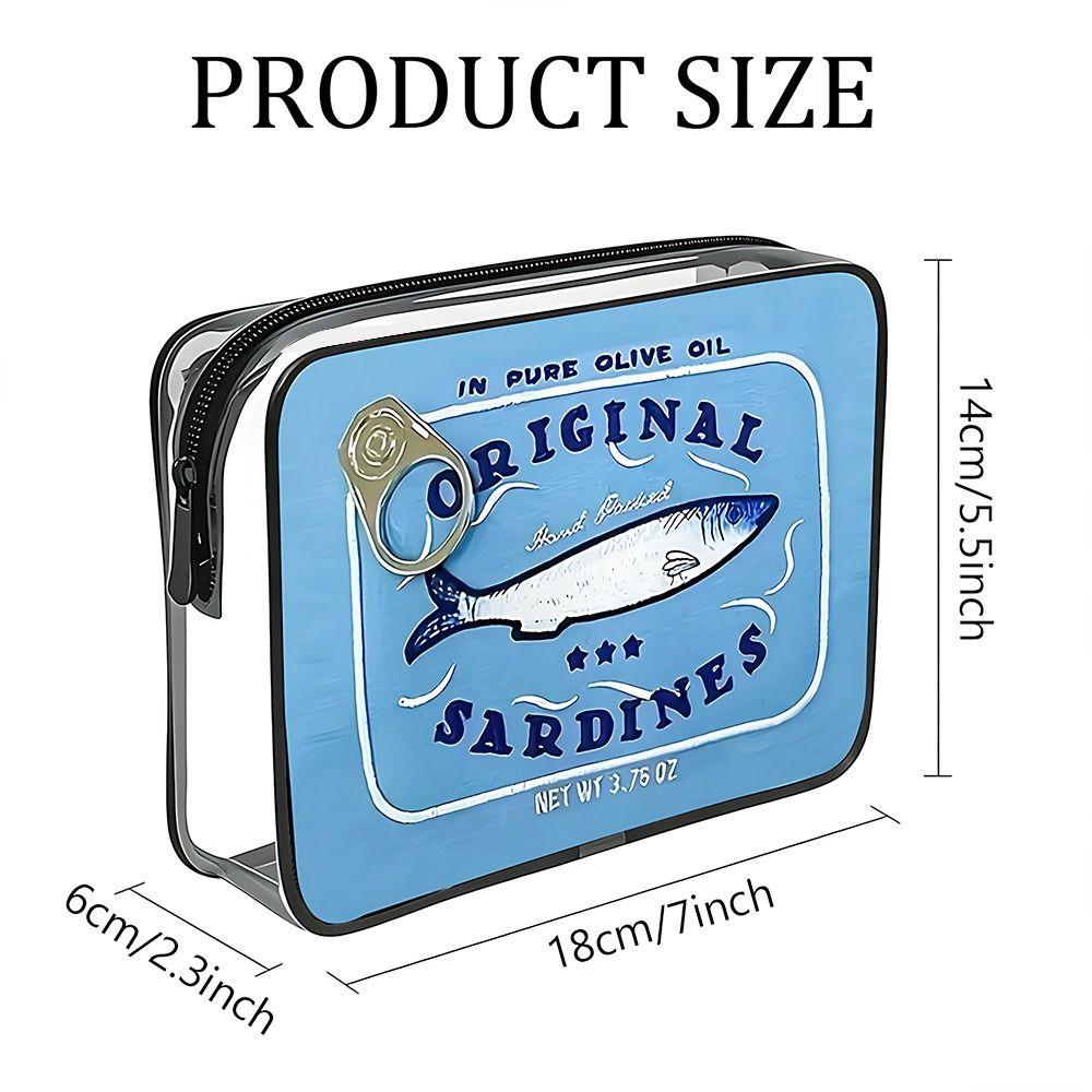 PVC Canned Sardines Makeup Bag Waterproof Zipper Closure Sardine Tin Fish Cosmetic Bag Portable Pencil Case Pouch for Women