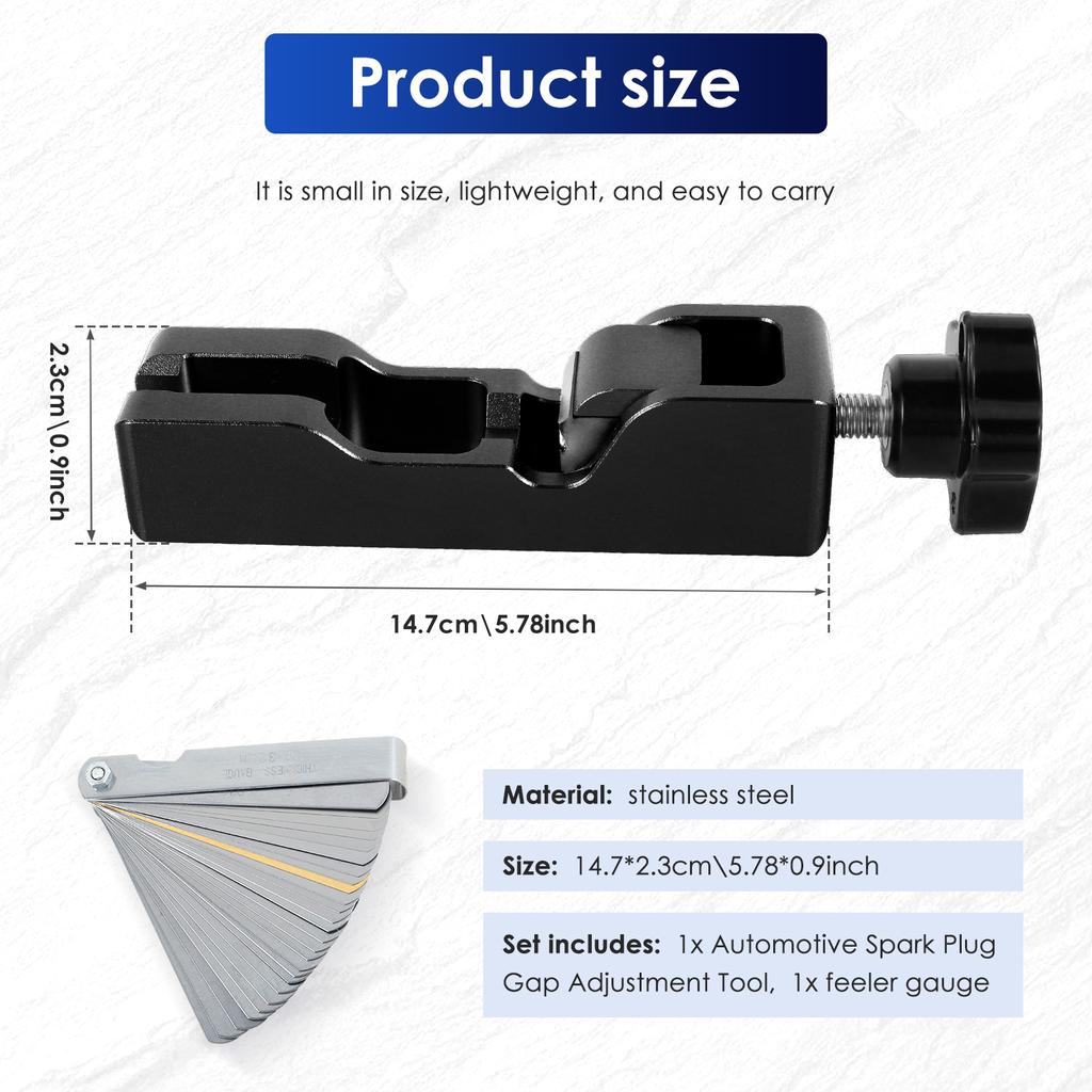 Инструмент для измерения зазора свечей зажигания, универсальный, регулируемый зазор свечей зажигания, компрессия электродов 10 мм, 12 мм, 14 мм, 16 мм, комплект для измерения мощности с щупом