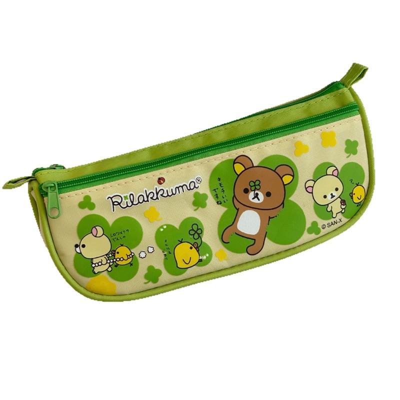 Japanese Cute San-x Easy Bear Clover Printed Pen Bag, Cartoon High Aesthetic Learning Stationery Storage Bag