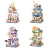 City Iandscape Building Block Scene Cafe Flower Shop Retail Building Block Model Ornament Toy Gift