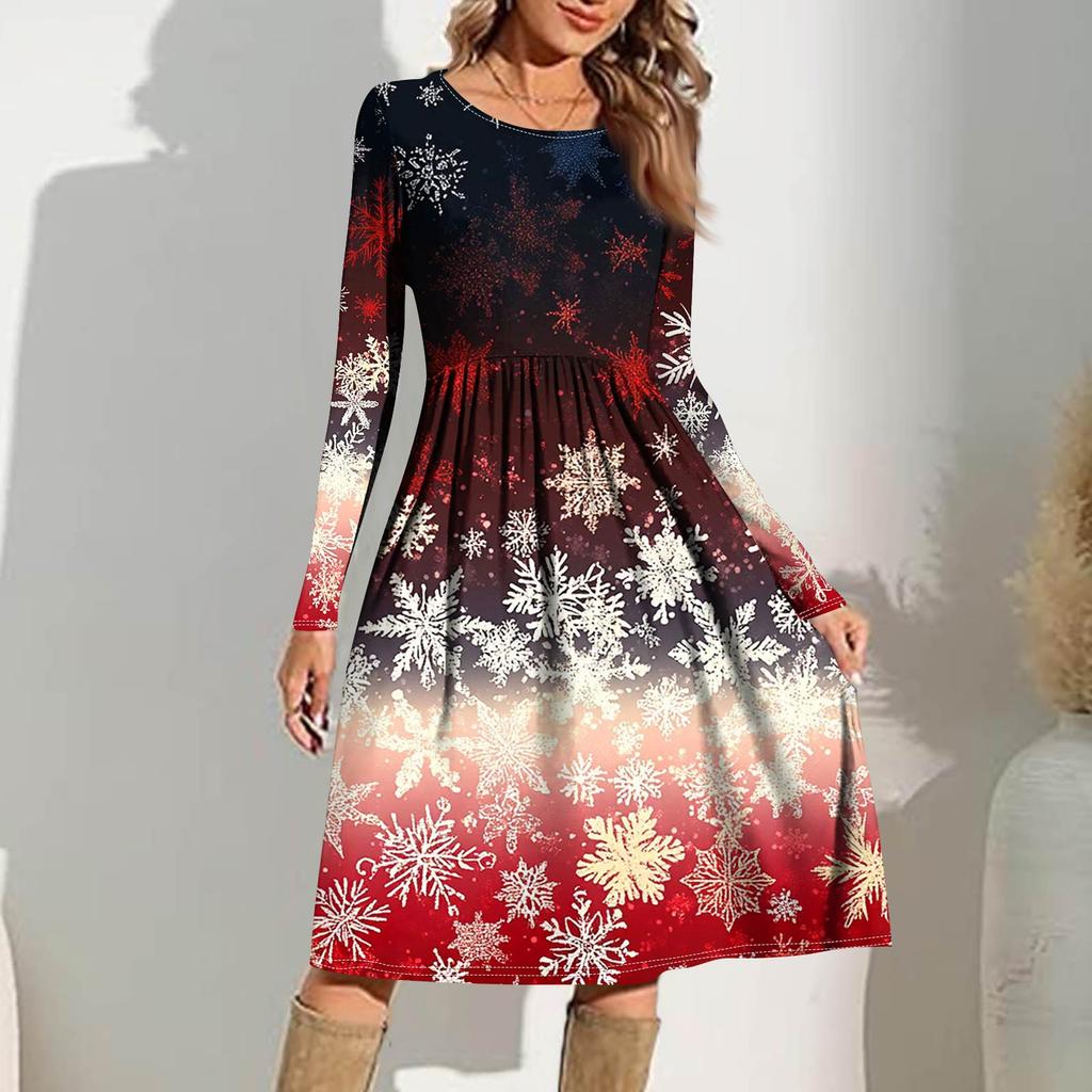 Женское повседневное платье с градиентным принтом, весеннее, с карманом, с круглым вырезом, с длинным рукавом