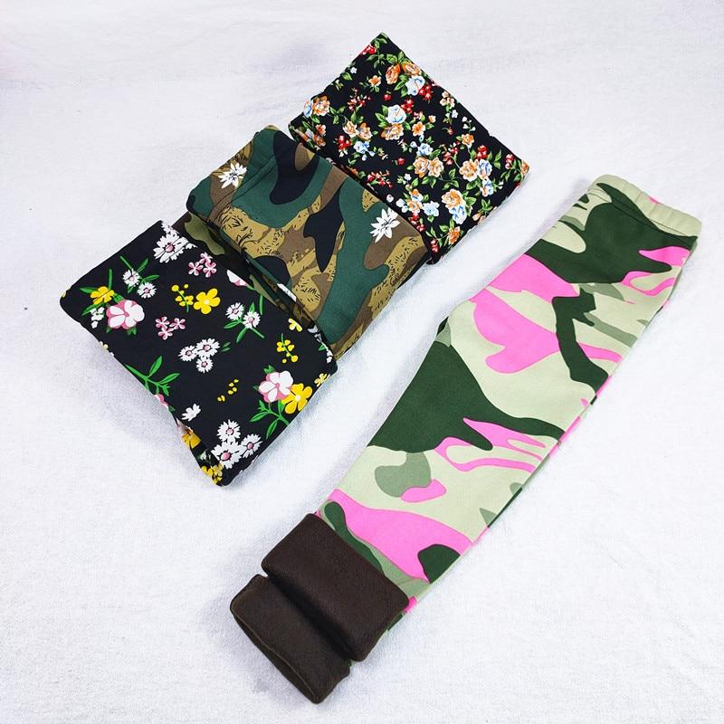 Детские леггинсы, тонкие флисовые штаны для маленьких девочек, детские камуфляжные штаны с цветочным принтом розового и красного цвета, брюки для девочек