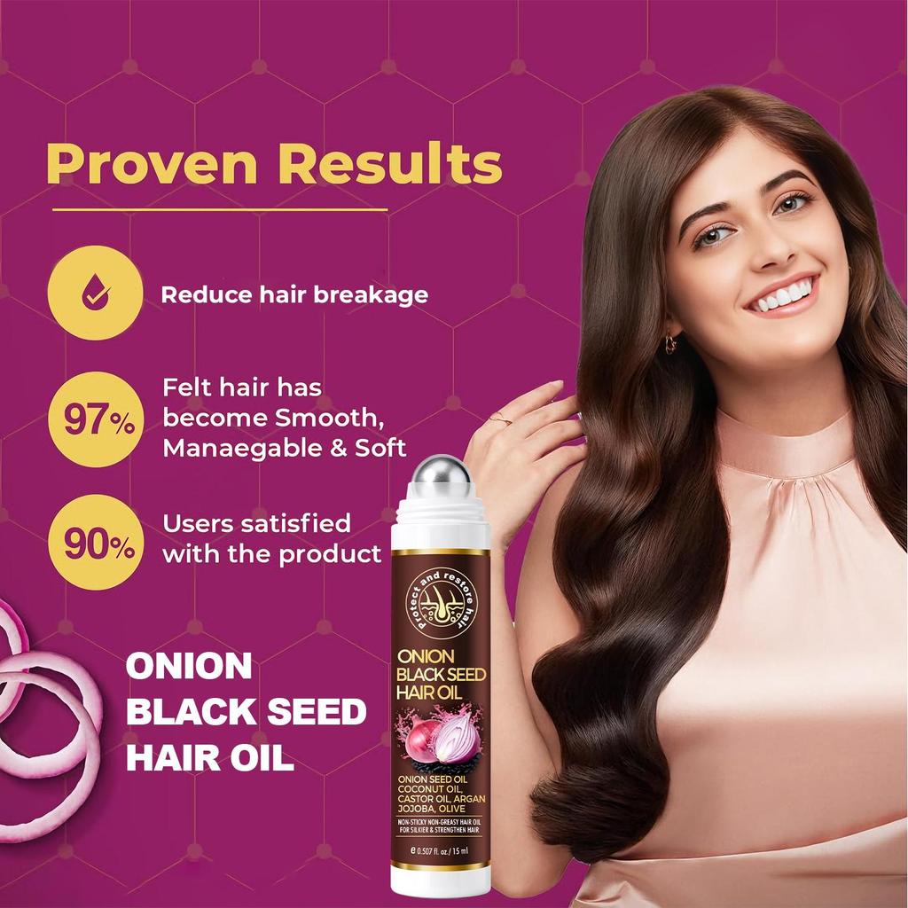 Onion Black Seed Hair Oil-Prevending Hair Breakage-Strength Hair-Essentail Oils Boosts Shine-Suitable For All Hair Types, 15ml