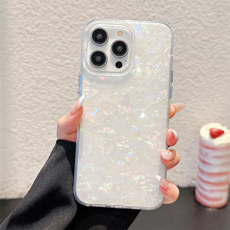 Роскошный лазерный чехол для телефона с узором ракушки для iPhone 17 Air 16 15 14 13 12 11 Pro Max Plus IMD Противоударные бамперные чехлы Крышка
