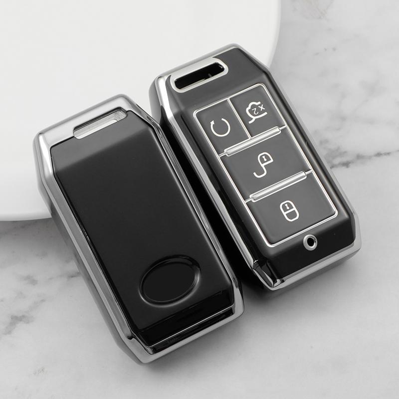 TPU Premium Soft Car Key Case Cover Shell for BYD Song Plus Qin DMI Han EV Yuan Pro Tang ATTO 3 Key Rings Keychain Bag Accessory