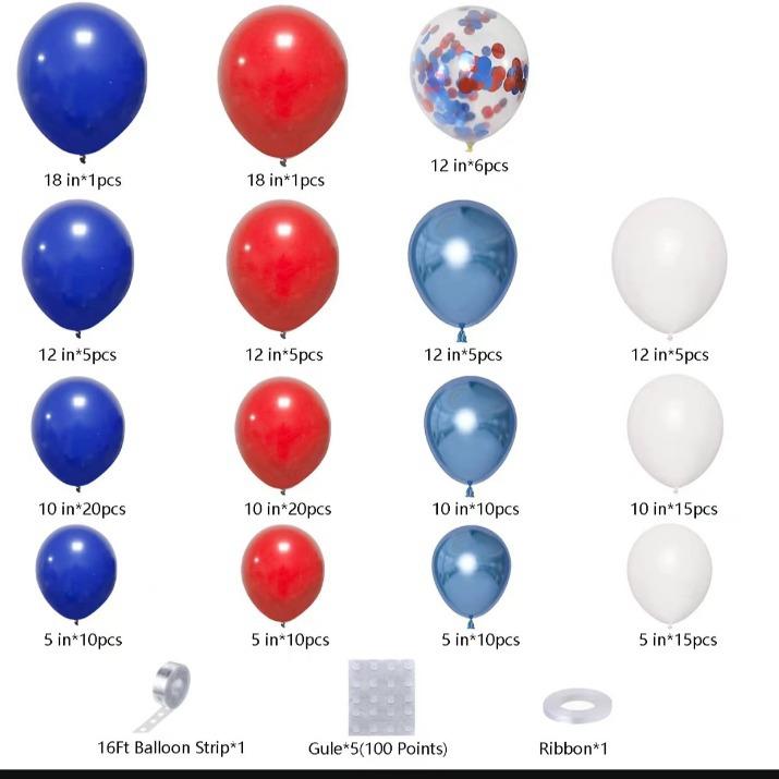 Красный, Белый И Синий Набор Цепи Арки Гирлянды из Шаров Парусная Вечеринка в честь Дня Рождения Декорация Сцены Дня Независимости