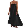 Женское льняное платье макси с контрастной отделкой на бретельках, летние наряды, длинные платья без рукавов для путешествий, отпуска