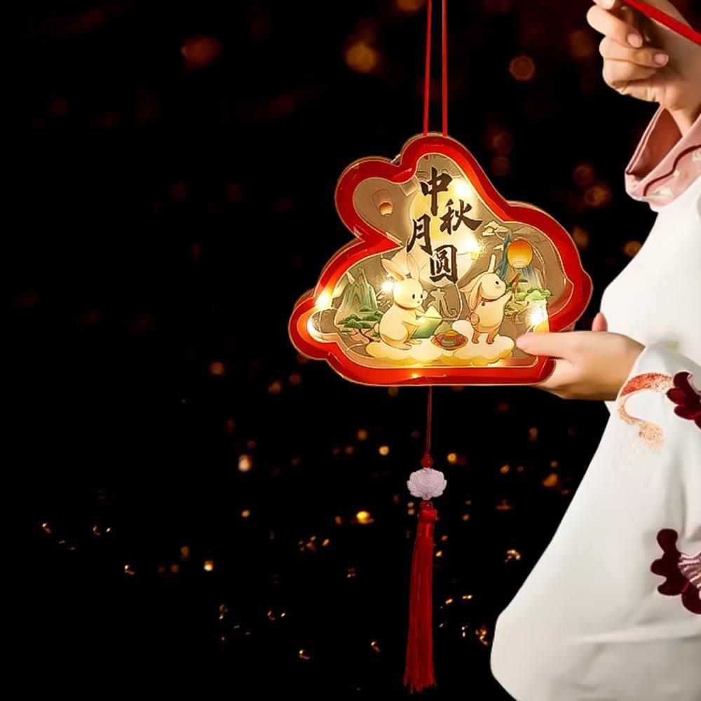 Handmade Transparent Rabbit Lantern Cartoon Lantern DIY Material Package  For Women