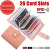 26 Card Slots Slim Candy Color Purse RFID Blocking Credit Card Holder Wallet PU Leather