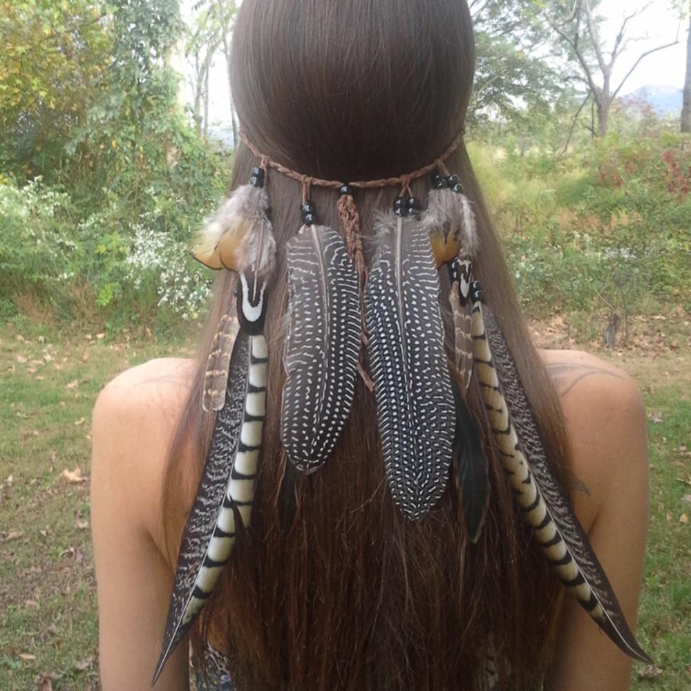 New Indian Hair Rope Boho Tassel Feather Tassel Headband Hippie Rope Tribal Hair Rope