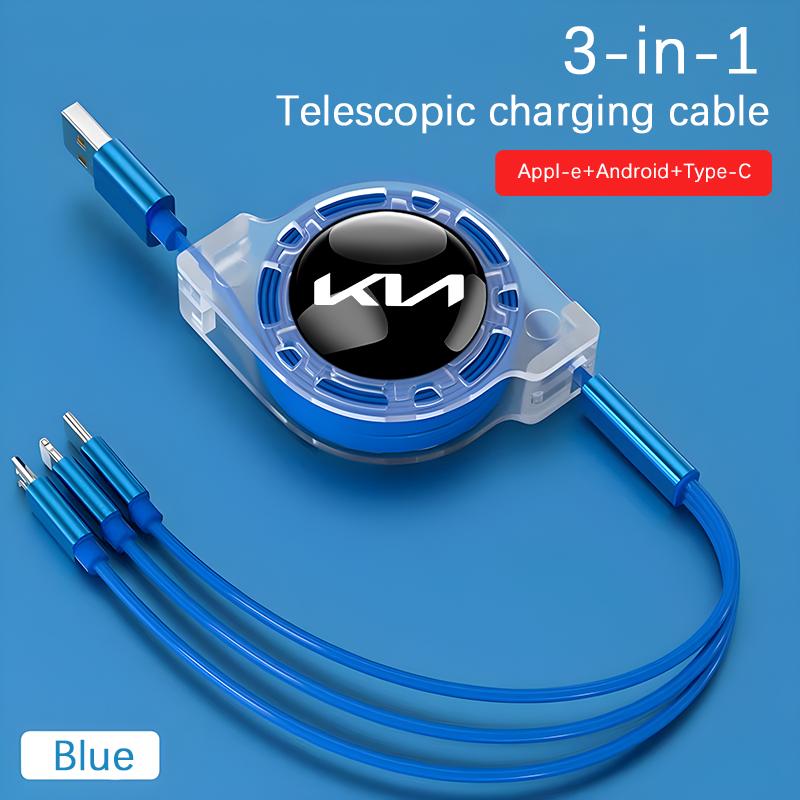 AANJ1 Car Mobile Phone Charging Cable 3-in-1 interface Charger For KIA K3 Sportage Carnival K5 Seltos Pegas KX1 EV5 Sonet EV6 K4 EV3