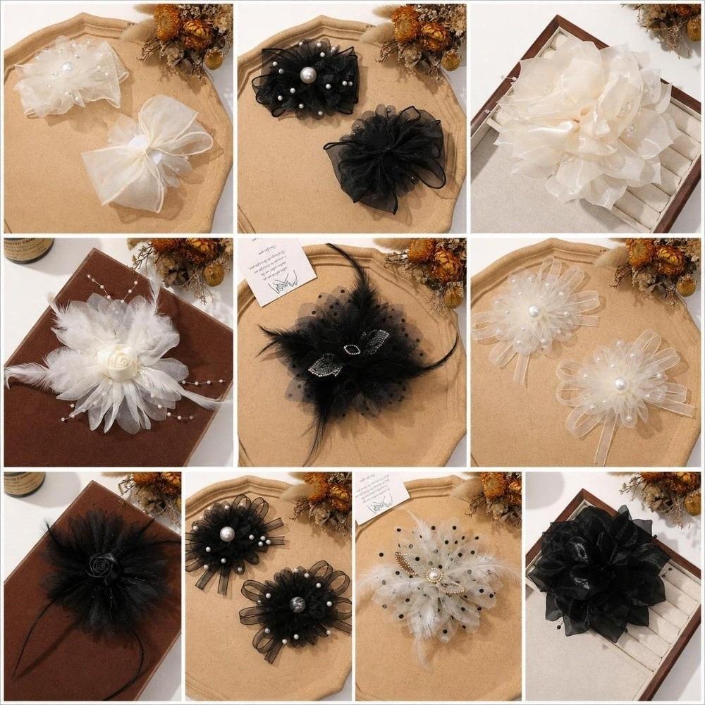 Feather Decor Pearl Feather Hair Accessory Pearl Embellishment DIY Craft Hair Ornament For Women