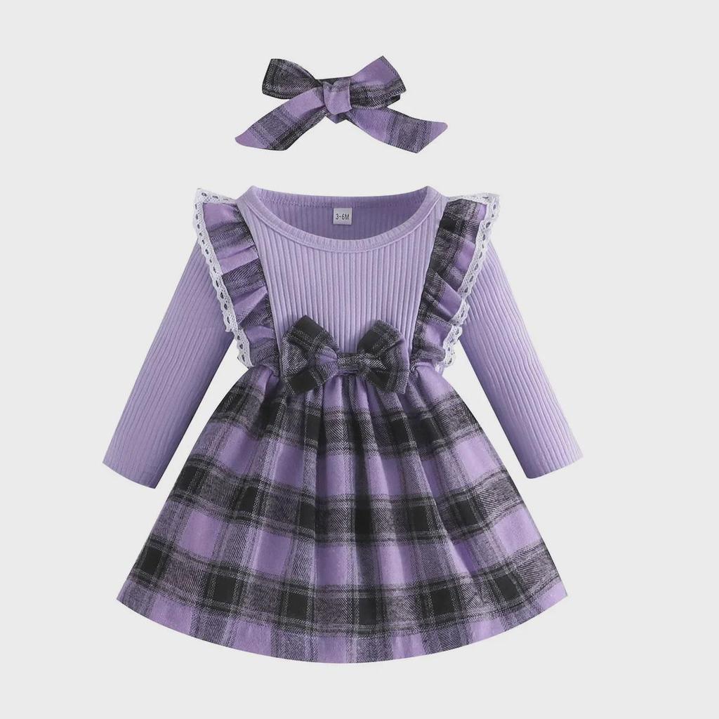 INS Baby Fashion Christmas Plaid Bow Dress 2025 - Children's Long-Sleeve Skirt